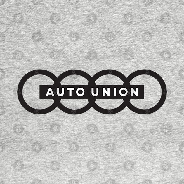 Auto Union pre war Grand Prix Team - black print by retropetrol